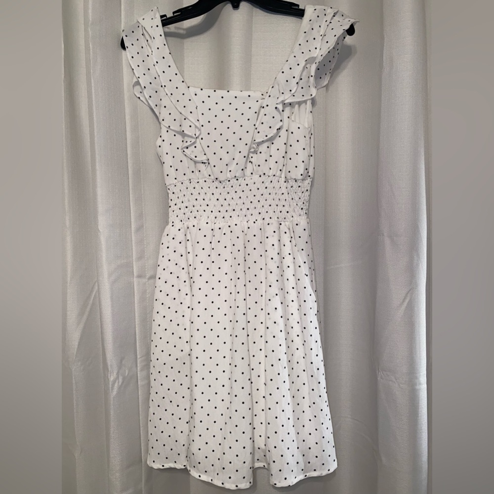 white polka dot dress size small